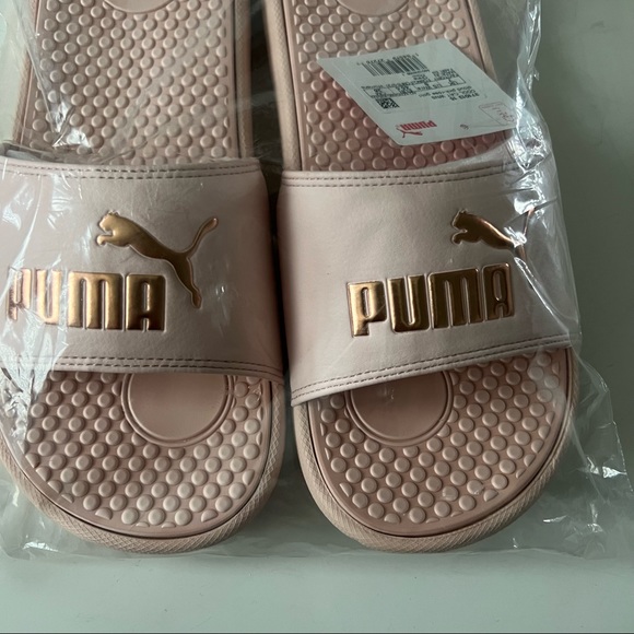 NWT PUMA AUTHENTIC COOL CAT BOLD WOMENS CLOUD PINK GOLD SLIP ON SLIDES SANDALS - Picture 6 of 10